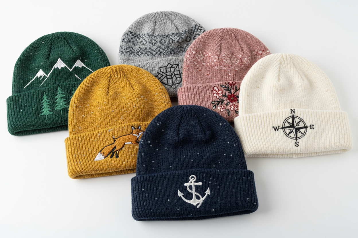 embroidered beanies